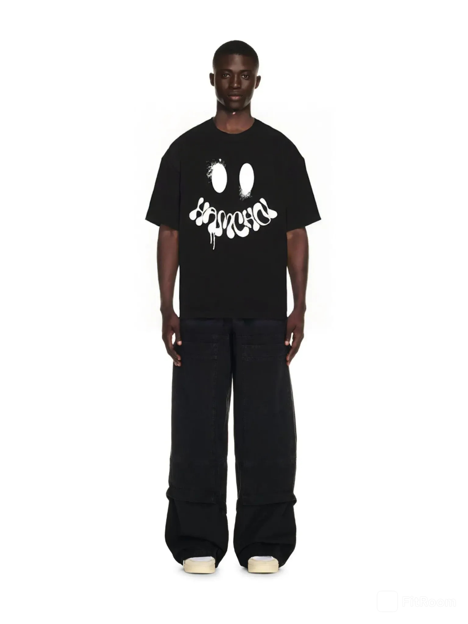 HAMCHOI MELT SMILEY Oversized Tee – Black