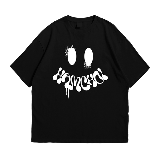 HAMCHOI MELT SMILEY Oversized Tee – Black