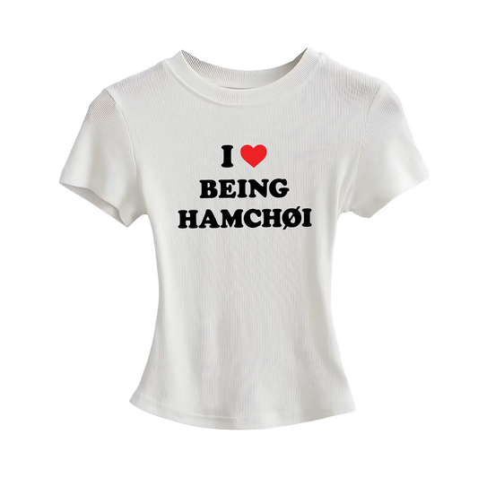 I ❤️ BEING HAMCHØI SLIM Fitted Tee — White