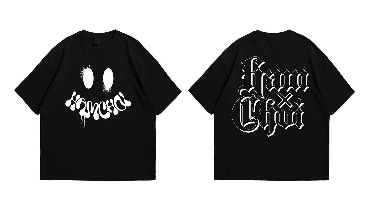 HAMCHOI MELT SMILEY Oversized Tee – Black