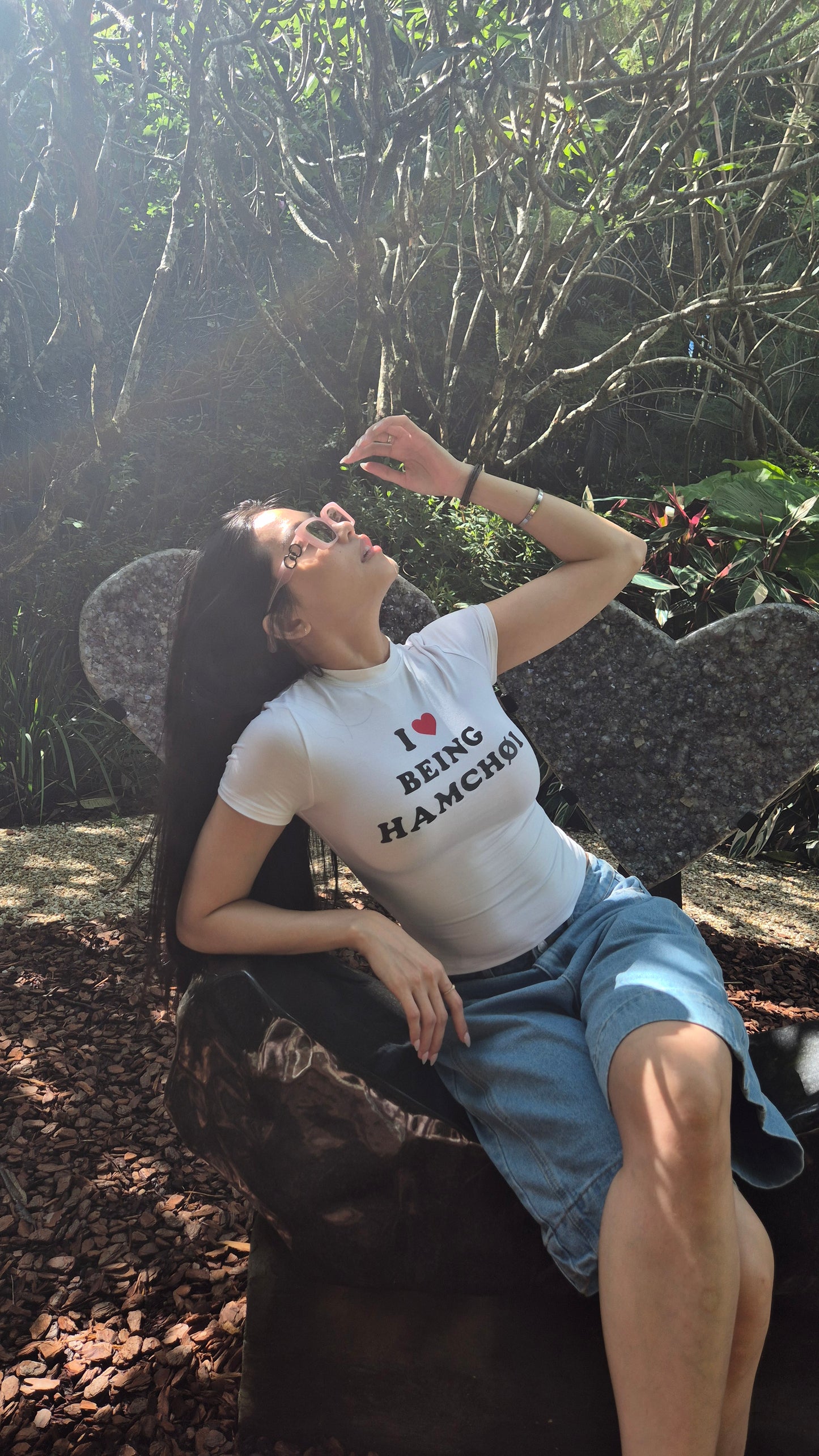 I ❤️ BEING HAMCHØI SLIM Fitted Tee — White