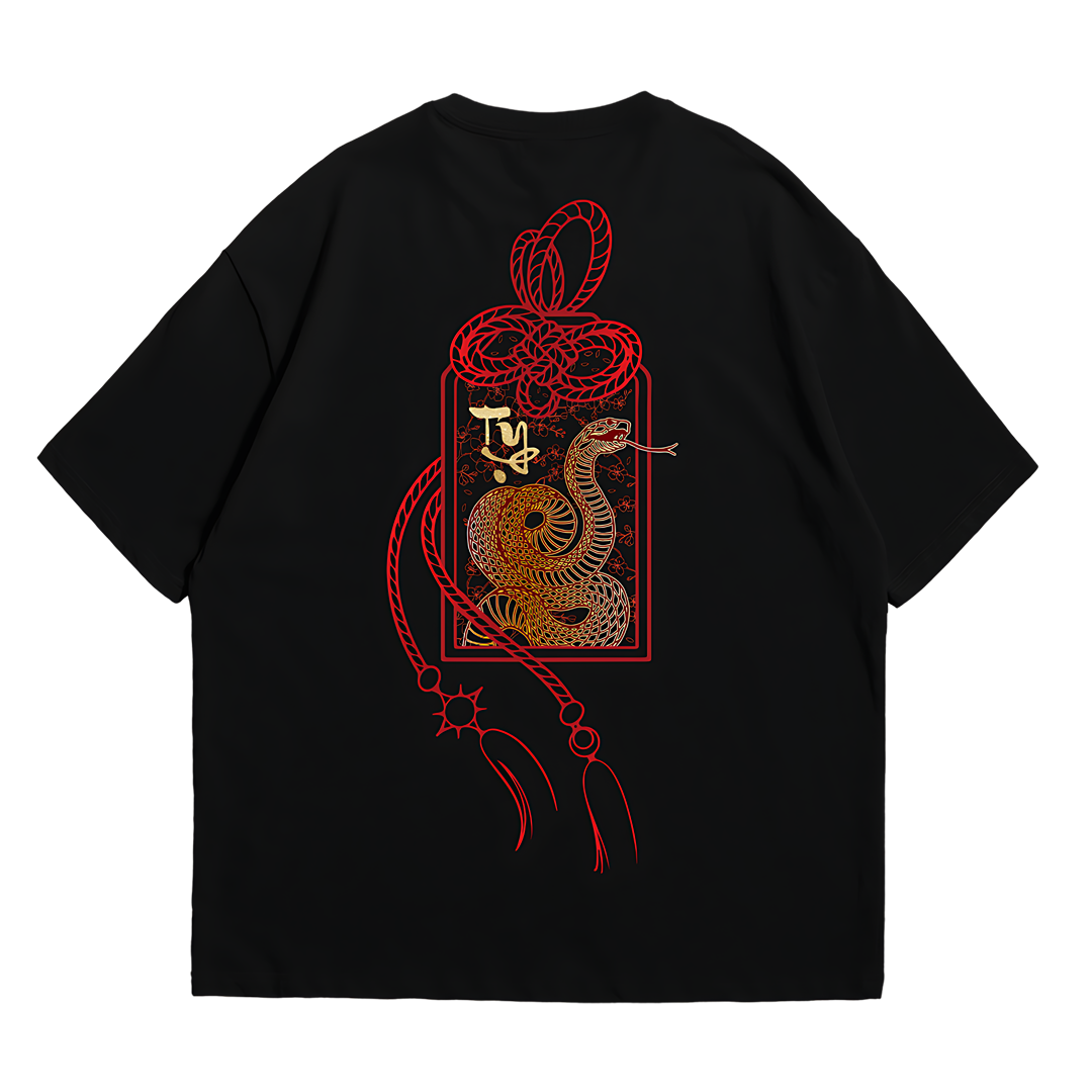Hamchoi Year of the snake oversized tee Black