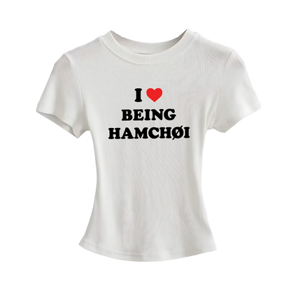 I ❤️ BEING HAMCHØI SLIM Fitted Tee — White