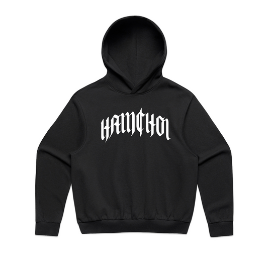 HAMCHOI Gothic hoodie in jet black