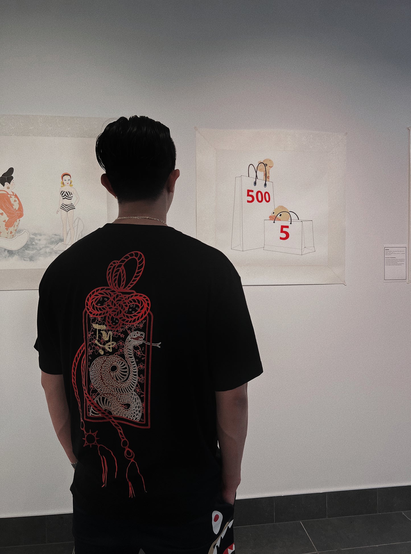 Hamchoi Year of the snake oversized tee Black