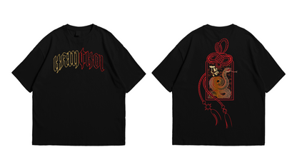 Hamchoi Year of the snake oversized tee Black