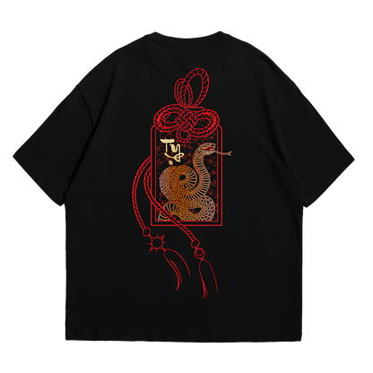 Hamchoi Year of the snake oversized tee Black